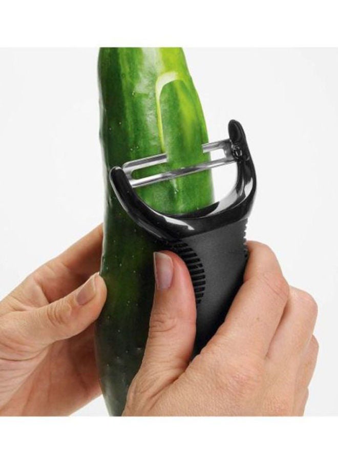 NIBEMINENT Y Shaped Good Grips Peeler Black/Silver  - Image 3