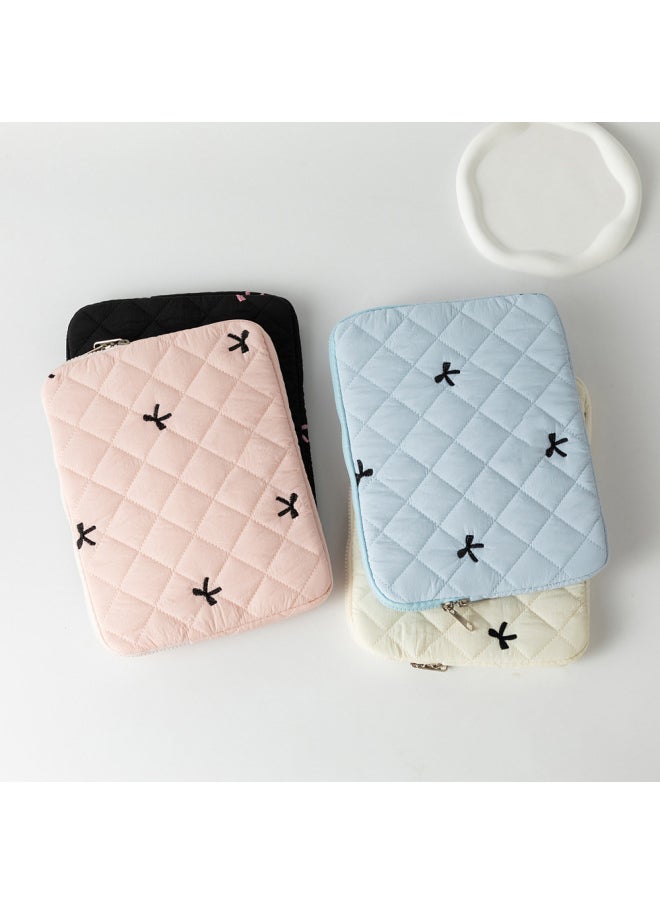 Generic Embroidered Butterfly Knot Notebook Storage Bag For 11/13/15 Inch Tablet Diamond Pattern Breathable Nylon Computer Case-Color:Beige-Dimensions:13 Inch  - Image 4