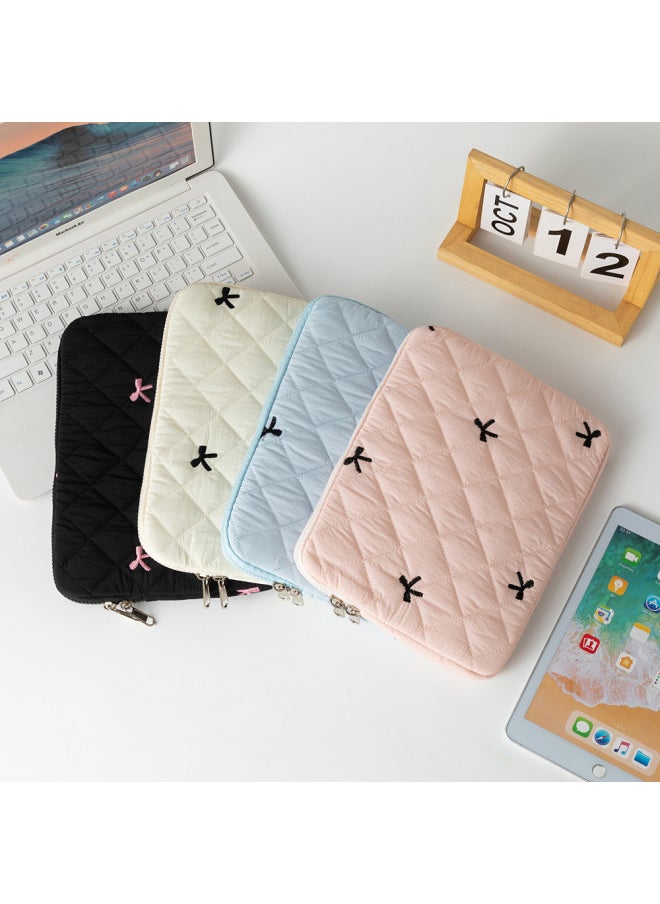 Generic Embroidered Butterfly Knot Notebook Storage Bag For 11/13/15 Inch Tablet Diamond Pattern Breathable Nylon Computer Case-Color:Beige-Dimensions:13 Inch  - Image 2