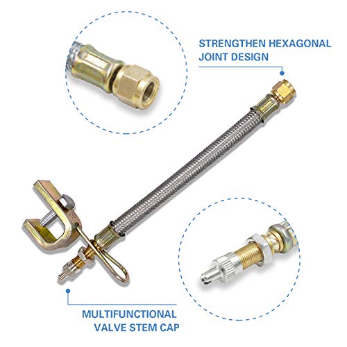 CKAuto 4 pcs 7"/180mm Metal Valve Stem Extenders, Universal Valve Stem Extensions Made of EPDM Rubber, fit for Heavy Vehicles, Silver - Image 4