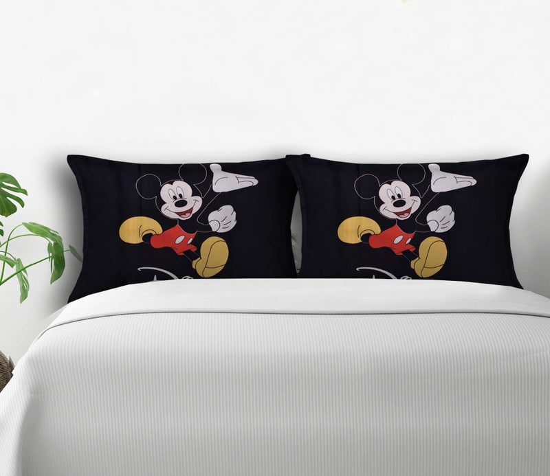 Kuber Industries Kuber Industries Disney Minnie Mickey Print Silk Special Long Crush Pillow Cover- Set of 3, Black & Red-KUBMART194  - Image 5
