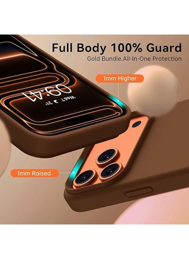 Compatible with iPhone 17 Pro Case Slim Liquid Silicone 4 Layers Full Covered Soft Gel Rubber Shockproof Cover, Protective Phone Case for iPhone 17 Pro (Choclate) - Image 4