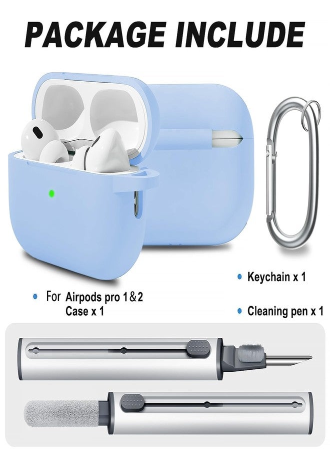 Woyinger WOYINGE for AirPod Pro Case Cover with Cleaner Kit, Soft Silicone Cover for AirPods Pro Case 2nd/1st Comes with Keychain for Women Men,Suitable Cases for Airpods Pro 2nd Generation Case Denim Blue - Image 2
