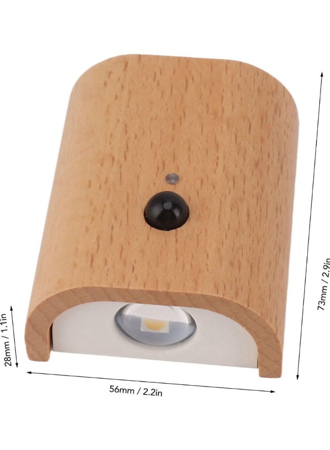 Sensor Wall Sconce Wooden LED Step Lights Wall Lamp, Motion Sensor Night Lights, Rechargeable Stair Lights for Hallway Indoor Lighting (Warm white light) - Image 5