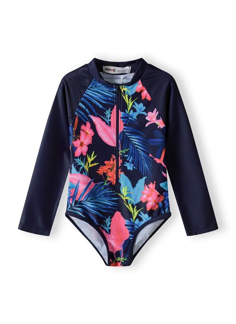 مينوتي Teen Girls All-Over Print Long Sleeve Rash Bodysuit