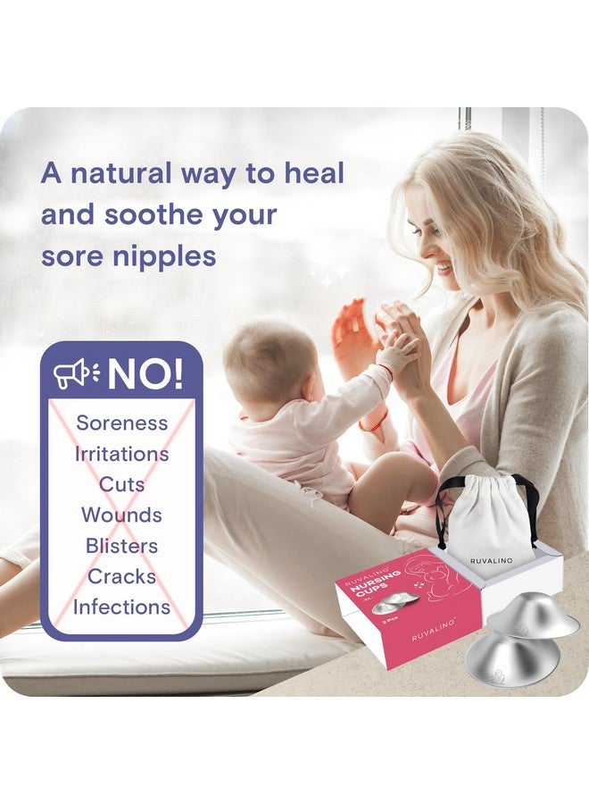 Original Silver Nursing Cups, RUVALINO® Breastfeeding Essentials Nipple Shields for Nursing Newborn, Nipple Cover for Breastfeeding, Healing Cups for Sore Nipple Relief, FSA or HSA Eligible (XL)