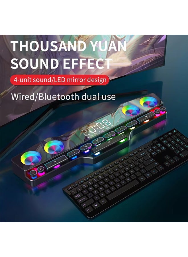 Generic - Colorful LED Wireless Bluetooth Speaker Home Desktop RGB Computer Mechanical Keyboard Game Speaker Portable Radio Clock Soundbox - Image 1