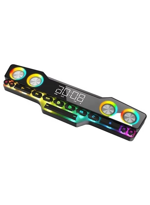 Colorful LED Wireless Bluetooth Speaker Home Desktop RGB Computer Mechanical Keyboard Game Speaker Portable Radio Clock Soundbox