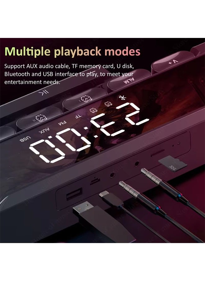 Generic - Colorful LED Wireless Bluetooth Speaker Home Desktop RGB Computer Mechanical Keyboard Game Speaker Portable Radio Clock Soundbox - Image 1