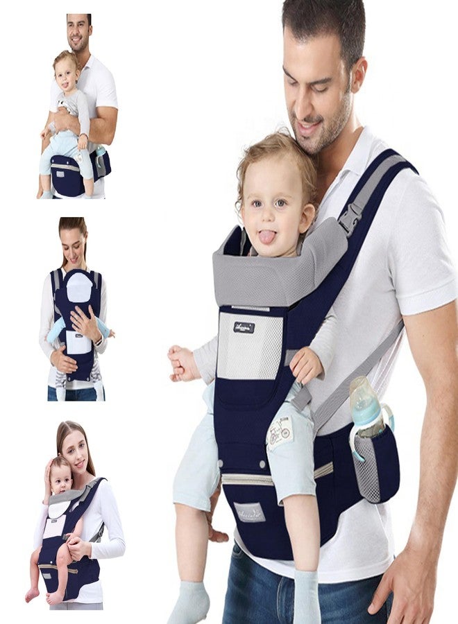 Ocanoiy Baby Carrier Newborn to Toddler Baby Wrap Carrier with Hip Seat Kangaroo Carrier Toddler Infant Baby Holder for Men Women Dad Mom (Dark Blue) - Image 1