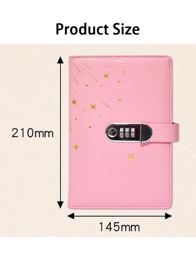 GMORO Lock Notebook Combination Lock Student Diary Notebook A5 Business Diary PU Leather Cover Page 260 - Image 4