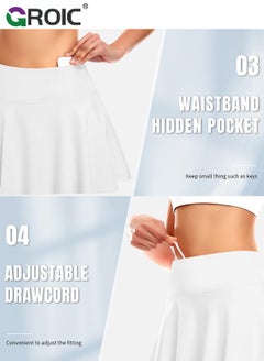 GROIC Pleated Tennis Skirt for Women with Pockets Shorts High Waisted Golf Skirts,Shorts Skirts for Women Layered Skirts,Workout Running Sports Athletic Skort  - Image 4