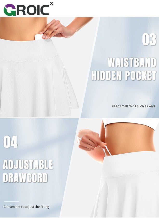 GROIC Pleated Tennis Skirt for Women with Pockets Shorts High Waisted Golf Skirts,Shorts Skirts for Women Layered Skirts,Workout Running Sports Athletic Skort  - Image 4