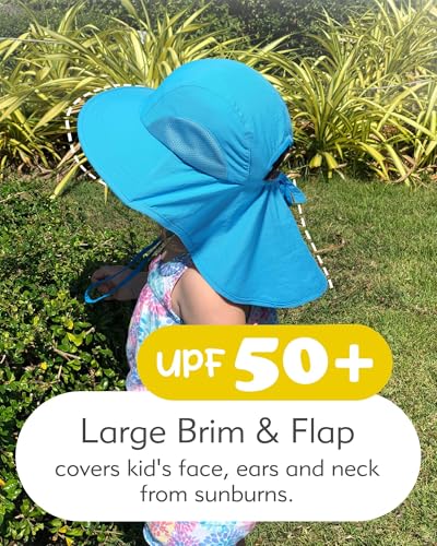Camptrace Toddler Kids Sun Hats with Neck Flap UPF 50+ UV Protection Wide Rigid Brim Boys Girls Beach Swim Sunhat - Image 4