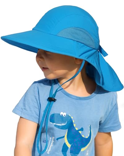 Camptrace Toddler Kids Sun Hats with Neck Flap UPF 50+ UV Protection Wide Rigid Brim Boys Girls Beach Swim Sunhat - Image 1