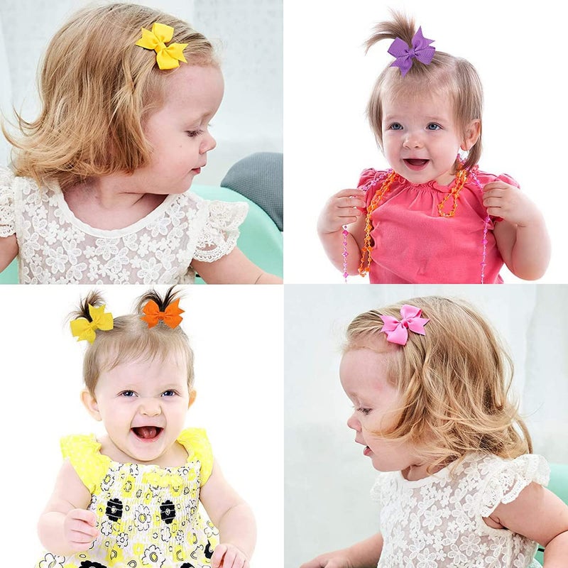 ALinmo Hair Clips for Girls 100PCS - 2" Fully Lined Tiny Bows, Alligator Clips for Infants and Toddlers in Pairs - Image 3