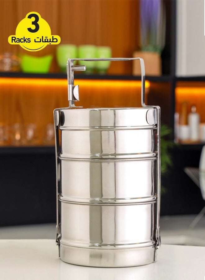 Generic 3 Layers Stainless Steel Lunch Box, Silver, for Meals and ...