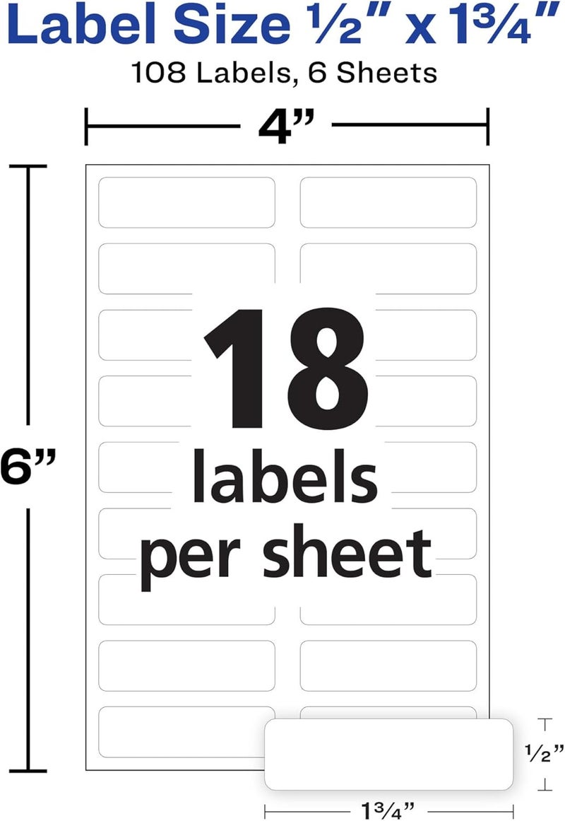 AVERY No Iron Fabric Labels, 0.5” x 1.75”, Matte White, Handwrite Only, 2 Pack, 108 Labels Total (32130) - Image 5
