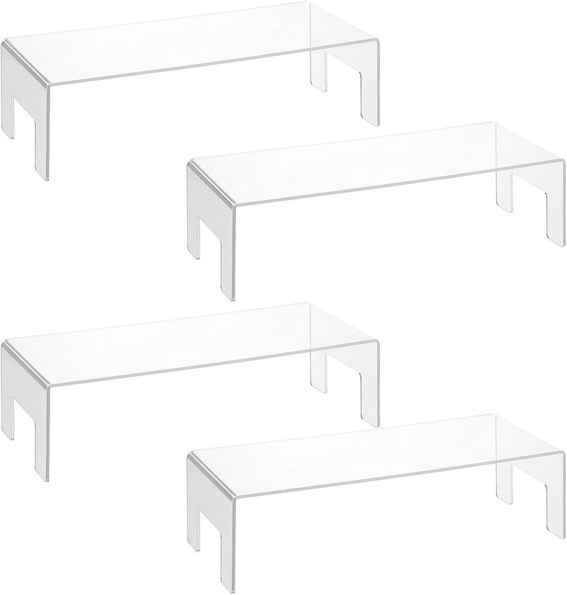 RAPAL RAPAL 4 Pack Clear Acrylic Display Risers 3mm Thick Acrylic Display Stand Showcase Fixtures for Jewelry for Dessert Cupcake Candy Toys Figures Cosmetics 9x4x325  - Image 1