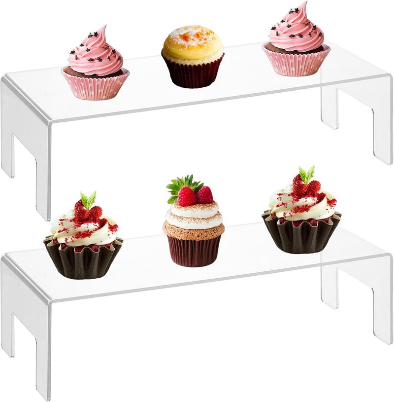 RAPAL RAPAL 4 Pack Clear Acrylic Display Risers 3mm Thick Acrylic Display Stand Showcase Fixtures for Jewelry for Dessert Cupcake Candy Toys Figures Cosmetics 9x4x325  - Image 5