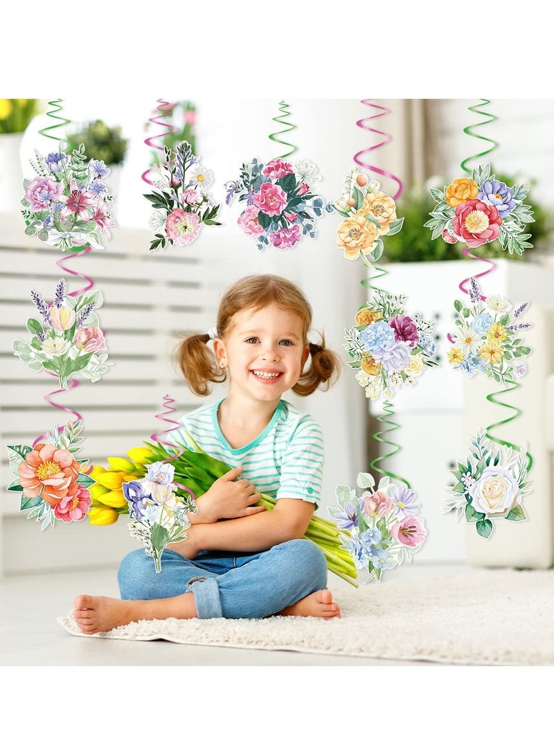 كابتن تيك 12 Pcs Flowers Hanging Swirl Decorations, White Floral Hanging Ceiling Swirls Decor for Women Girls Birthday Party Baby Shower Wedding Supplies for Bedroom Classroom Wall (Pink) - Image 3