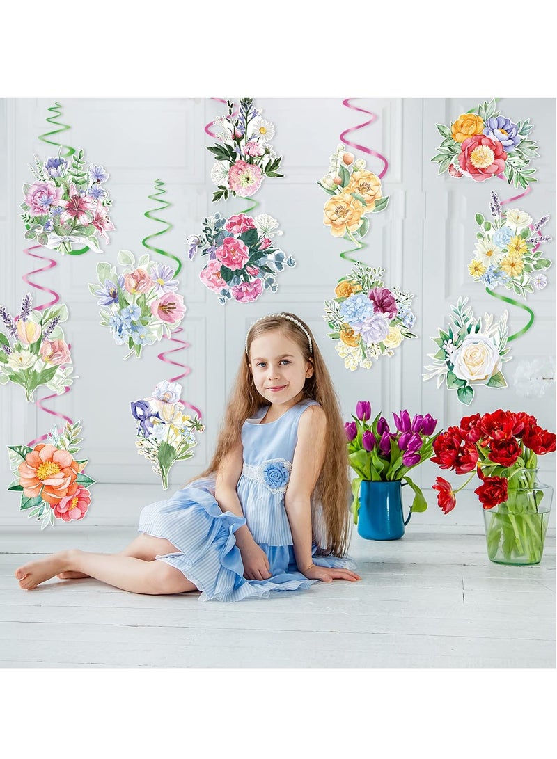 كابتن تيك 12 Pcs Flowers Hanging Swirl Decorations, White Floral Hanging Ceiling Swirls Decor for Women Girls Birthday Party Baby Shower Wedding Supplies for Bedroom Classroom Wall (Pink) - Image 4