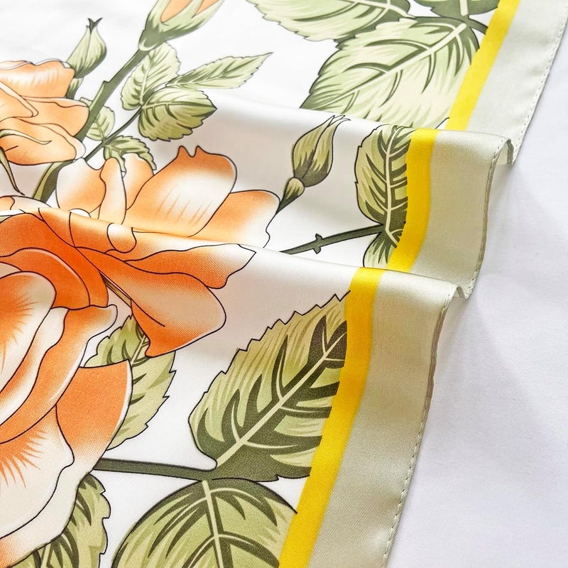 FONYVE Silk Feeling Scarf Medium Square Satin Head Scarf for Women 27.5 × 27.5 inches - Image 2