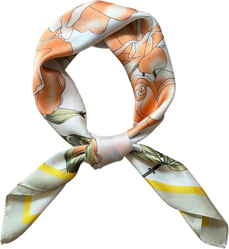 FONYVE Silk Feeling Scarf Medium Square Satin Head Scarf for Women 27.5 × 27.5 inches - Image 1