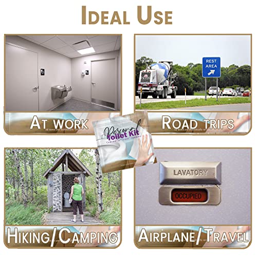 pH Advantage Personal Toilet Kit To Go – 10 Pack | Disposable Public Restroom Kit | Individually Wrapped for Toilet Protection Kit | Toilet Paper, Toilet Seat Cover, Butt Wipes, Cleansing Wipes (Clean) - Image 3