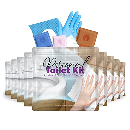 pH Advantage Personal Toilet Kit To Go – 10 Pack | Disposable Public Restroom Kit | Individually Wrapped for Toilet Protection Kit | Toilet Paper, Toilet Seat Cover, Butt Wipes, Cleansing Wipes (Clean) - Image 1