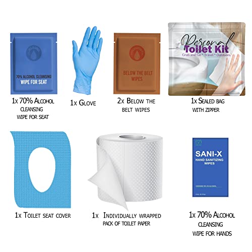 pH Advantage Personal Toilet Kit To Go – 10 Pack | Disposable Public Restroom Kit | Individually Wrapped for Toilet Protection Kit | Toilet Paper, Toilet Seat Cover, Butt Wipes, Cleansing Wipes (Clean) - Image 2
