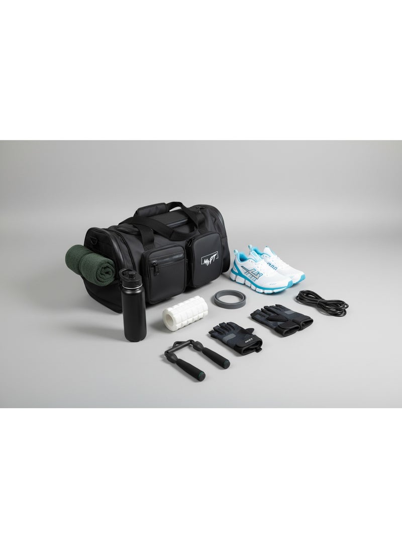 MyPT Gym Bag for Men & Women, Sports Duffle Travel Bag with Shoe Compartment, Waterproof Multi Pocket Workout & Overnight Bag, Black - Image 2