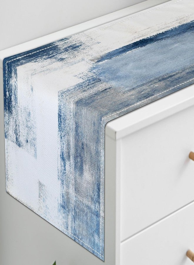 AILUER White Gray Table Runners Modern Art Farmhouse Linen Table Runners Dresser Scarves Retro Rustic Style for Party Kitchen Dining Table Coffee Holiday Party Decor (White Gray, 13"x 71") - Image 3