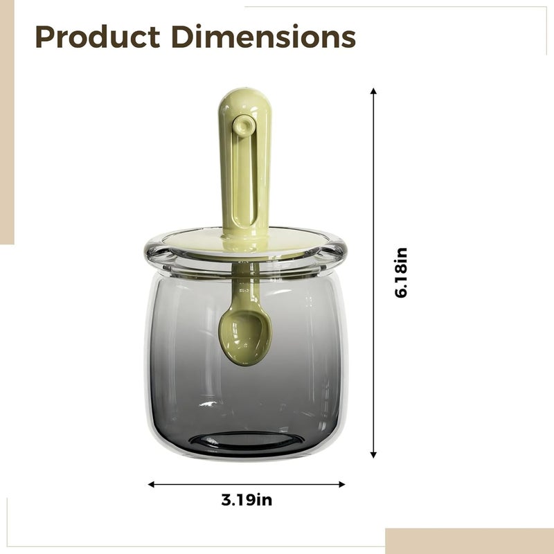 Seasoning Jar with Spoon, 10 Oz Glass Container for Kitchen, Green Gradient - Image 2