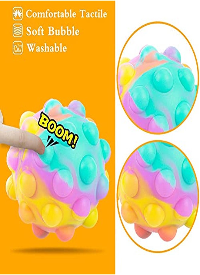 Generic Rainbow Push Bubble 3D Ball Fidget Toys Sensory Autism Squeeze Toys Stress Reliever Silicone Toys Game Squishy Relax Toy (Pastel Mixed Color)  - Image 1