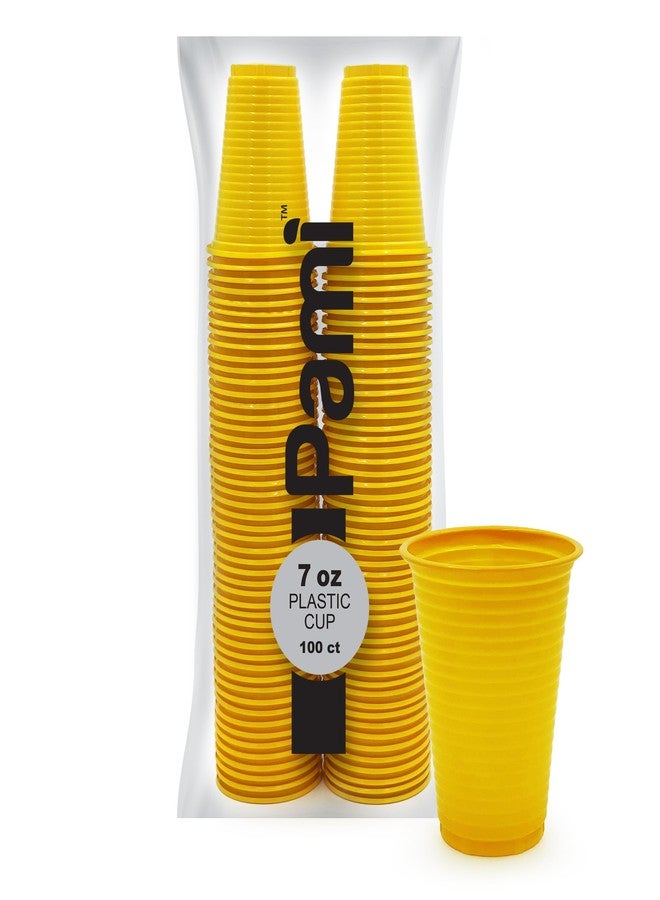 PAMI 100-Pack 7oz Yellow Disposable Cups Plastic Cups for Parties, Bpa-Free, Ideal for Cold Drinks - Image 1
