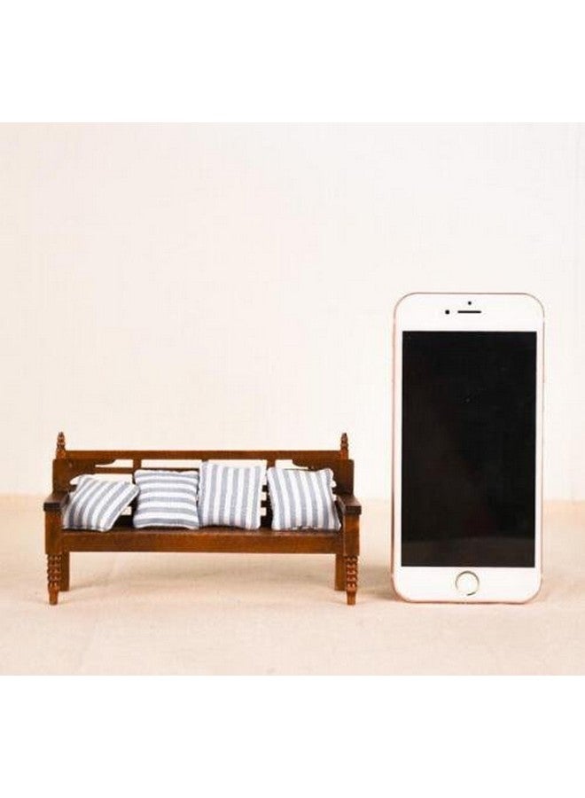 EatingBiting Dollhouse Miniature Doll Bench Couch Sofa With Cushions 1:12 Dollhouse Miniature Furniture Sofa Wooden Recliner Chair Vintage Sofa Vivid - Image 3