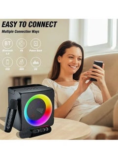 LIXES S25 Portable Bluetooth Speaker with Dual Wireless Microphones – Home KTV & Outdoor Loudspeaker System with Deep Bass, LED Lights, USB/TF/AUX/FM Support, Long Battery Life – Ideal for Karaoke, Parties, Gatherings, Events & Outdoor Entertainment  - Image 2