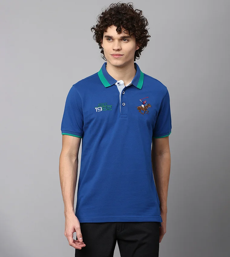 بيفرلي هيلز بولو كلوب تيشيرت بولو بياقة وأكمام قصيرة بشعار نادي بيفرلي هيلز للبولو