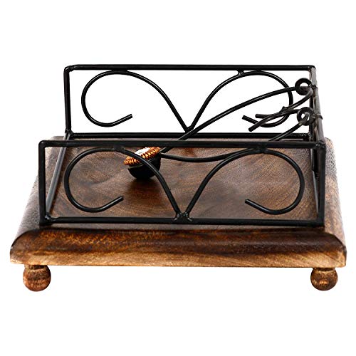 SKAFA Metal and Wood Paper Napkin Holder, 30X15X5 Cm, Black and Brown - Image 4