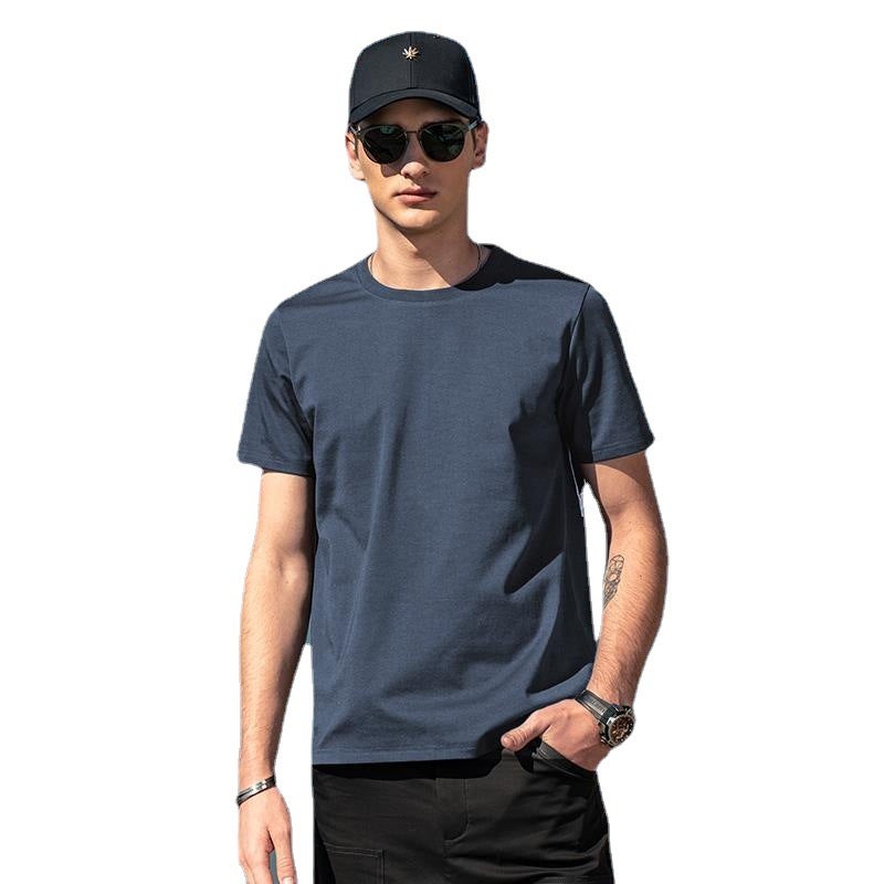 Men's Cotton Blend Short Sleeve T-Shirt, Solid Color, Relaxed Fit - Image 5