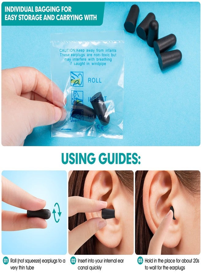 LETAYAR 100 Pairs Black Foam Ear Plugs - 33dB NRR Industrial Strength, Discreet & Durable Noise Protection Earplug for Work, Construction, Shooting, Loud Events with Individual Bagged Foam Earplug - Image 4