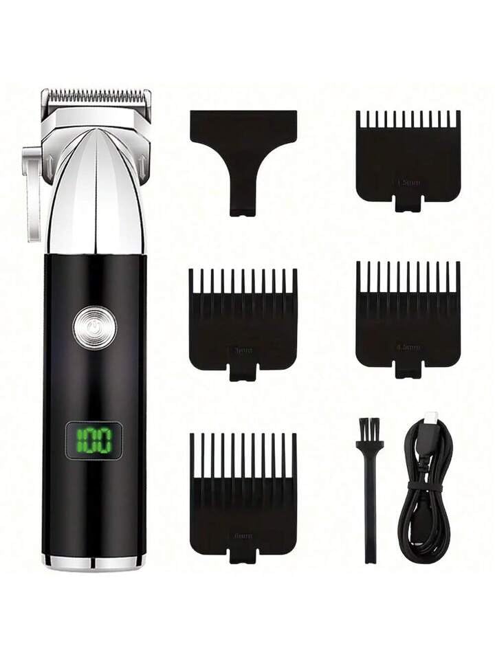 ENDZONE Rechargeable 2 Speed Hair Trimmer for Men Trendy Styler Trimmer LCD Display Stainless Steel Sharp Blade Adujsments Beard Shaver (Black,Grey) (Professional Trimmer) - Image 1