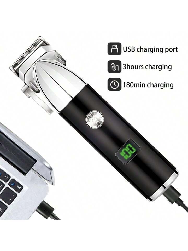 ENDZONE Rechargeable 2 Speed Hair Trimmer for Men Trendy Styler Trimmer LCD Display Stainless Steel Sharp Blade Adujsments Beard Shaver (Black,Grey) (Professional Trimmer) - Image 4