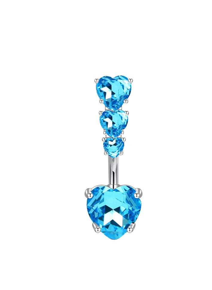8 PCS  blue Belly Piercing Rings Set , Stainless Steel women Navel Rings, fashion Rhinestone studded fashion belly Piercing Jewelry for Women and Girls ideal jewelry gifts - Image 3