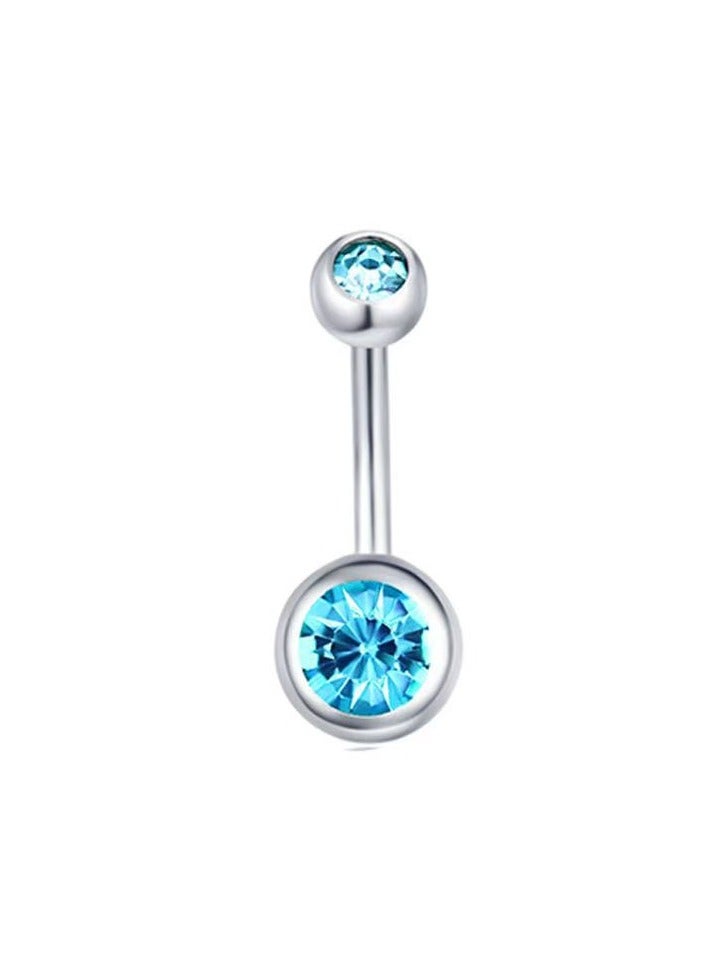 8 PCS  blue Belly Piercing Rings Set , Stainless Steel women Navel Rings, fashion Rhinestone studded fashion belly Piercing Jewelry for Women and Girls ideal jewelry gifts - Image 4