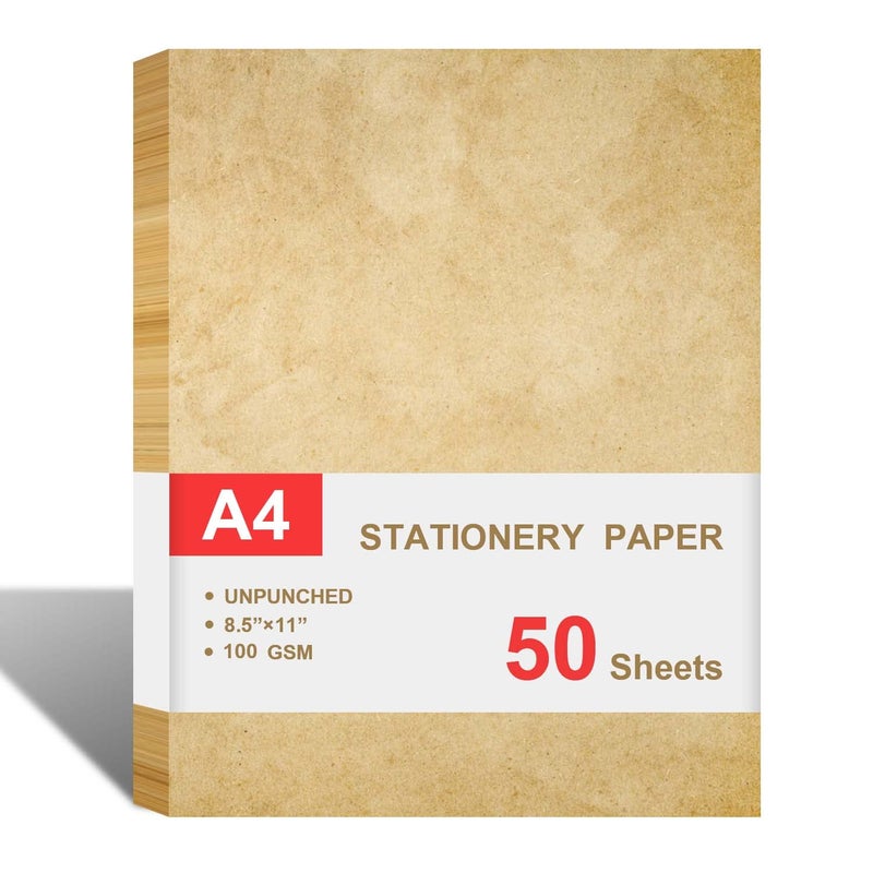 Cheericome Stationary Paper for Writing Letters - Vintage Antique Letterhead Paper, Letter Size Stationery Writing Paper, 50 Sheets Double-Sided Invitation/Decorative Printer Paper, 8.5" x 11" - Image 1