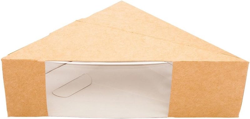 Restaurantware صندوق ساندويتش مثلث صغير من رستوران وير 48 إنش مع نافذة بني 25 قطعة - Image 2