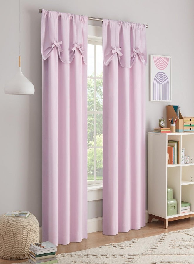 Eclipse Kids Blackout Curtains, Kids Curtains with Bow Tie Up Valance, 84 in x 40 in, Thermaback 100% Blackout Curtains with Rod Pocket Header, Curtains for Kids Room, 1 Window Curtain, Pink - Image 5