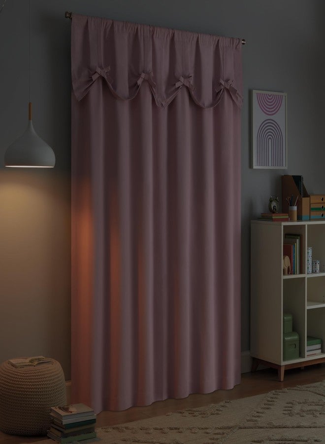 Eclipse Kids Blackout Curtains, Kids Curtains with Bow Tie Up Valance, 84 in x 40 in, Thermaback 100% Blackout Curtains with Rod Pocket Header, Curtains for Kids Room, 1 Window Curtain, Pink - Image 4